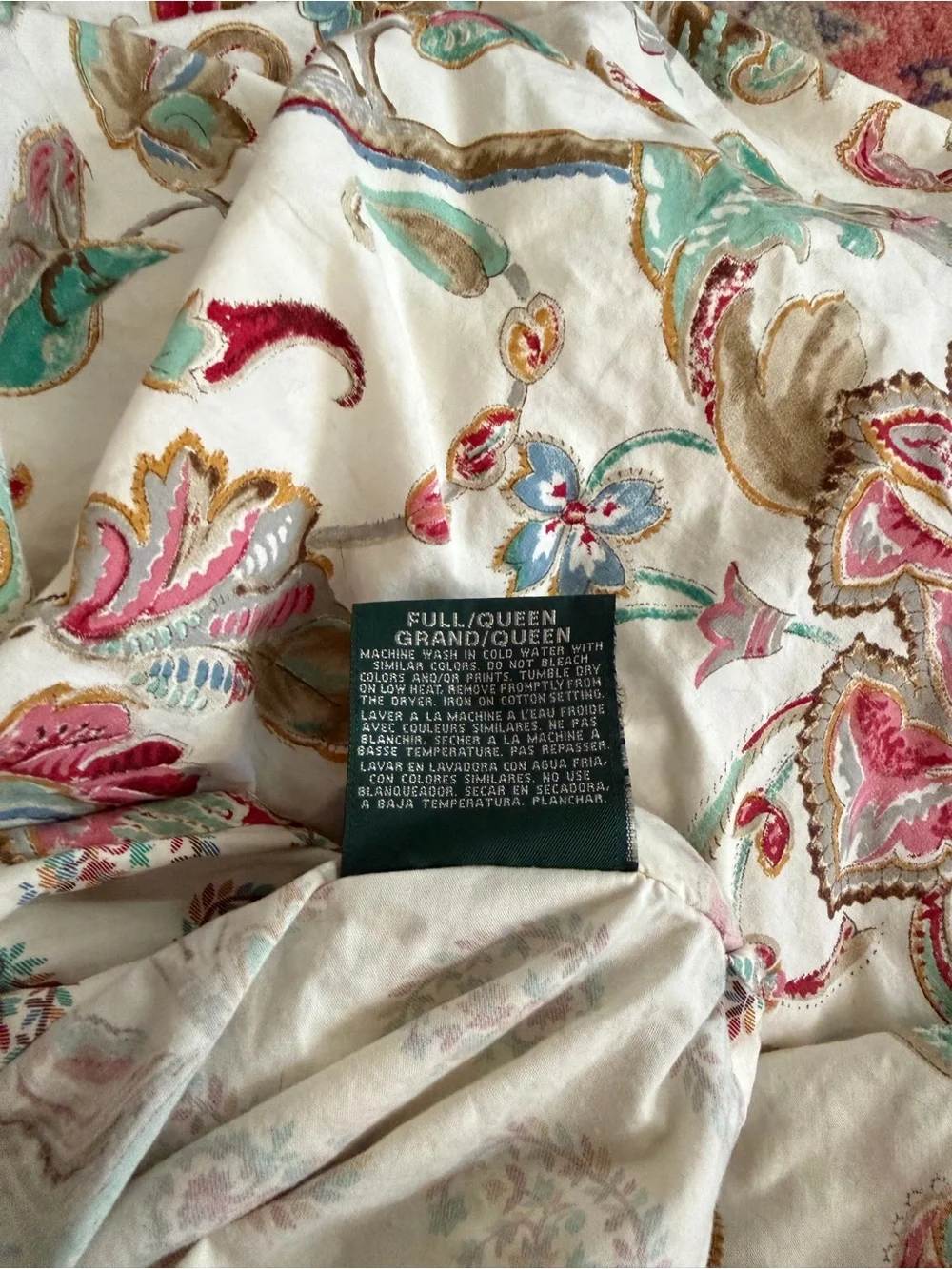 Ralph Lauren Antigua Paisley Floral Reversible Full/Queen Duvet Cover